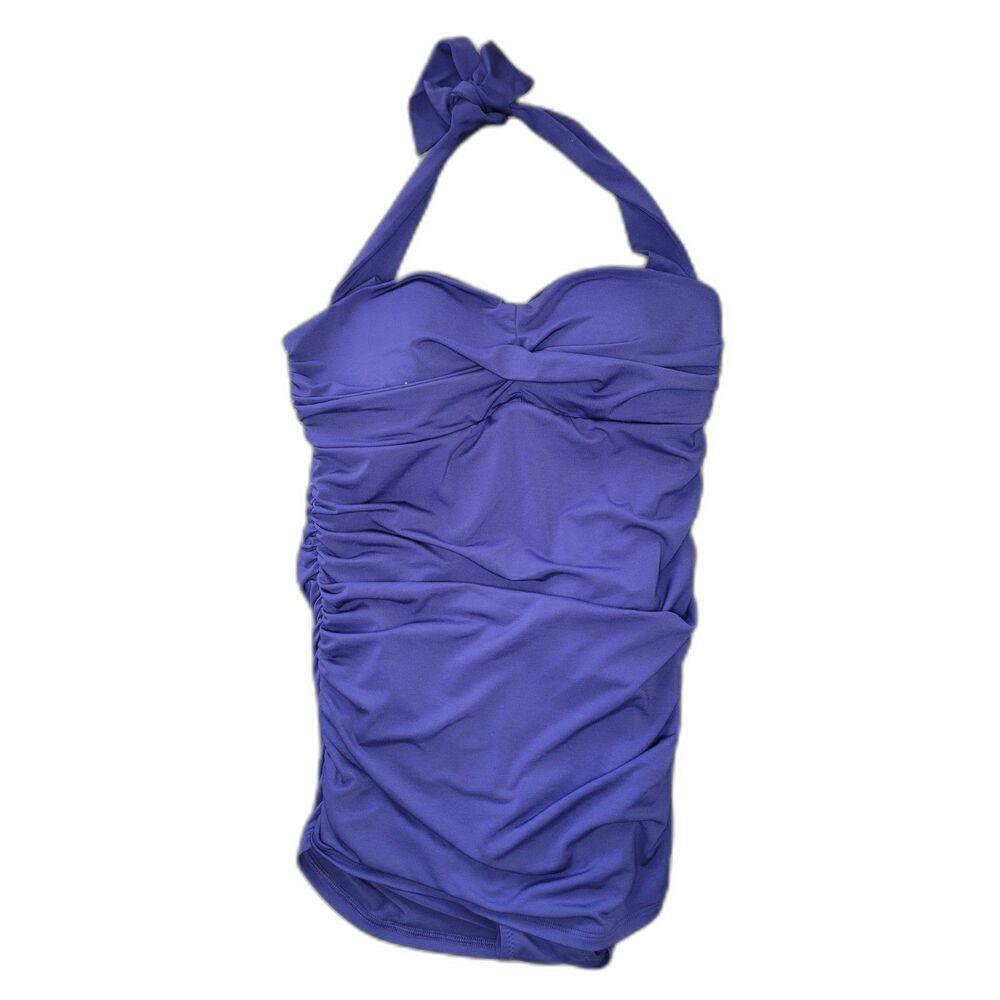 Lands End Blue One Piece Halter Swimsuit